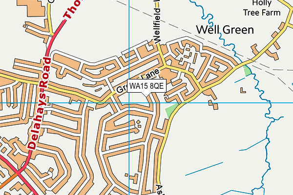 WA15 8QE map - OS VectorMap District (Ordnance Survey)