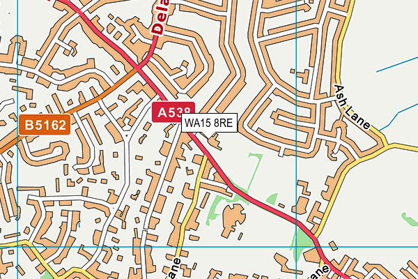 WA15 8RE map - OS VectorMap District (Ordnance Survey)