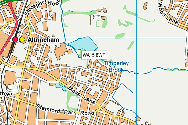 WA15 8WF map - OS VectorMap District (Ordnance Survey)
