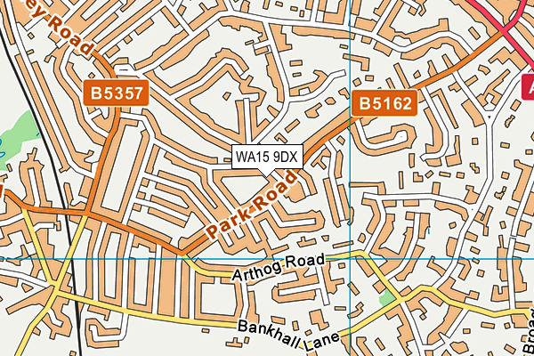 WA15 9DX map - OS VectorMap District (Ordnance Survey)