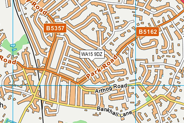 WA15 9DZ map - OS VectorMap District (Ordnance Survey)