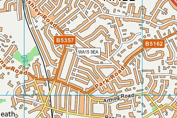 WA15 9EA map - OS VectorMap District (Ordnance Survey)