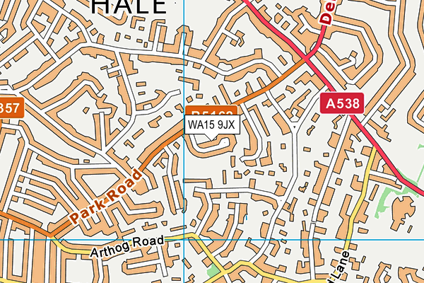 WA15 9JX map - OS VectorMap District (Ordnance Survey)