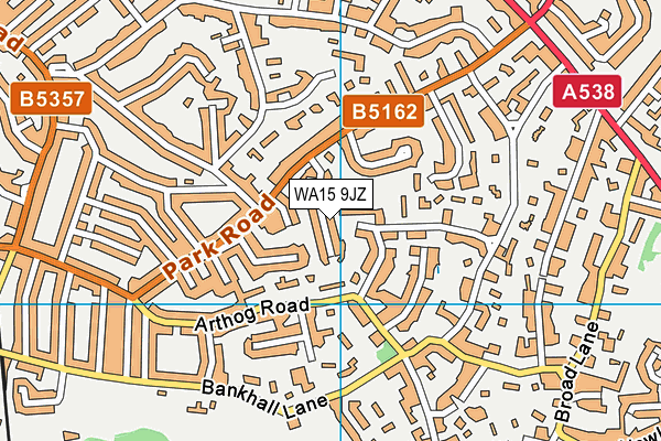 WA15 9JZ map - OS VectorMap District (Ordnance Survey)