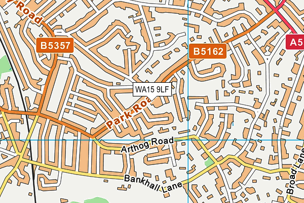 WA15 9LF map - OS VectorMap District (Ordnance Survey)