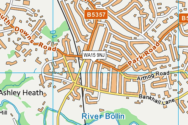 WA15 9NJ map - OS VectorMap District (Ordnance Survey)