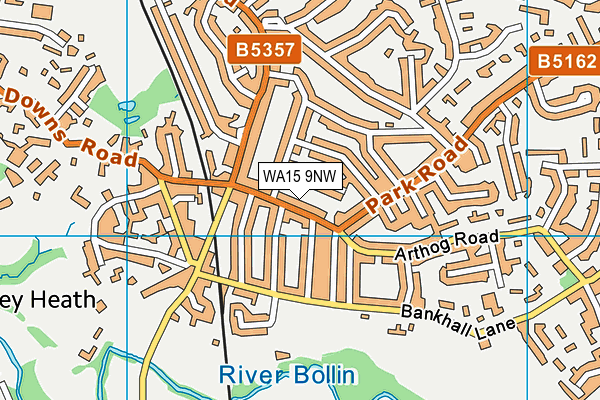 WA15 9NW map - OS VectorMap District (Ordnance Survey)