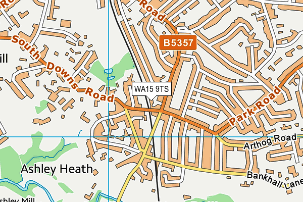 WA15 9TS map - OS VectorMap District (Ordnance Survey)