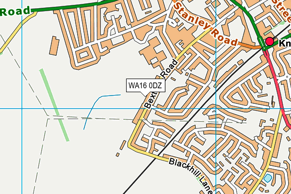 WA16 0DZ map - OS VectorMap District (Ordnance Survey)