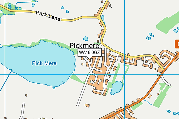 WA16 0GZ map - OS VectorMap District (Ordnance Survey)