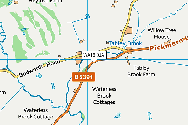 WA16 0JA map - OS VectorMap District (Ordnance Survey)