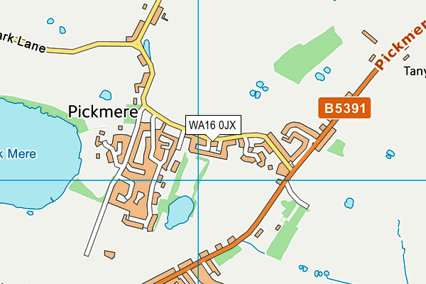WA16 0JX map - OS VectorMap District (Ordnance Survey)