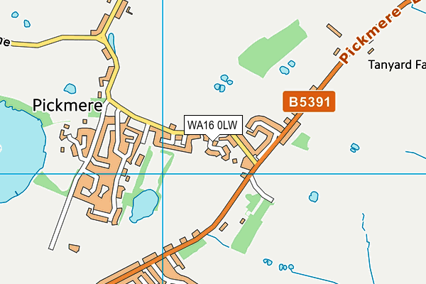 WA16 0LW map - OS VectorMap District (Ordnance Survey)