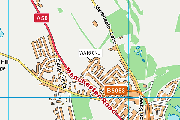 WA16 0NU map - OS VectorMap District (Ordnance Survey)