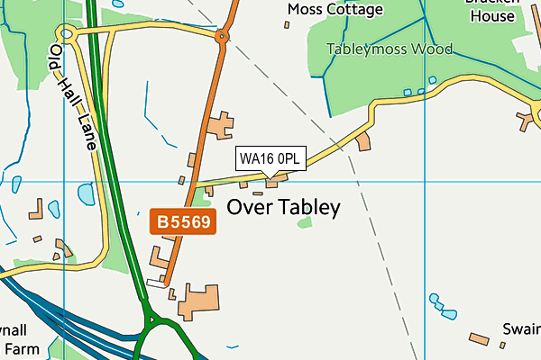 WA16 0PL map - OS VectorMap District (Ordnance Survey)