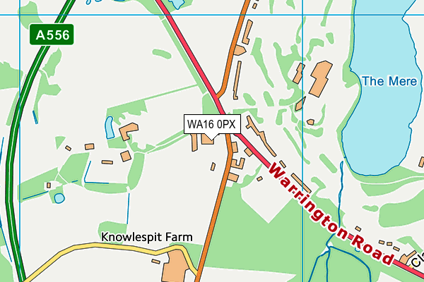WA16 0PX map - OS VectorMap District (Ordnance Survey)