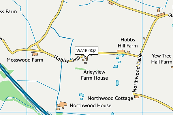 WA16 0QZ map - OS VectorMap District (Ordnance Survey)