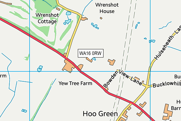 WA16 0RW map - OS VectorMap District (Ordnance Survey)