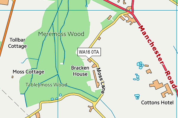 WA16 0TA map - OS VectorMap District (Ordnance Survey)