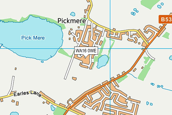 WA16 0WE map - OS VectorMap District (Ordnance Survey)
