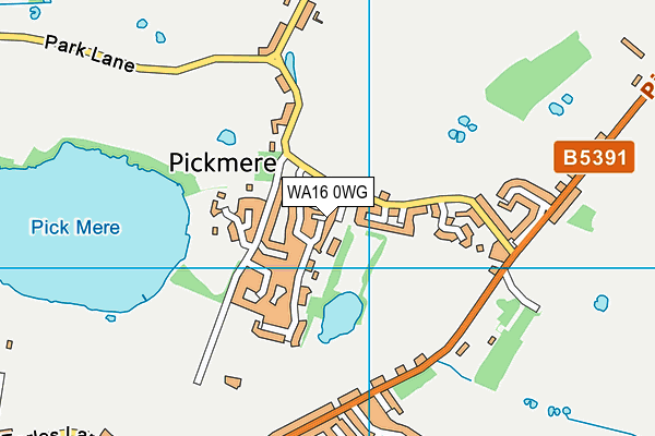 WA16 0WG map - OS VectorMap District (Ordnance Survey)