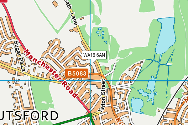WA16 6AN map - OS VectorMap District (Ordnance Survey)
