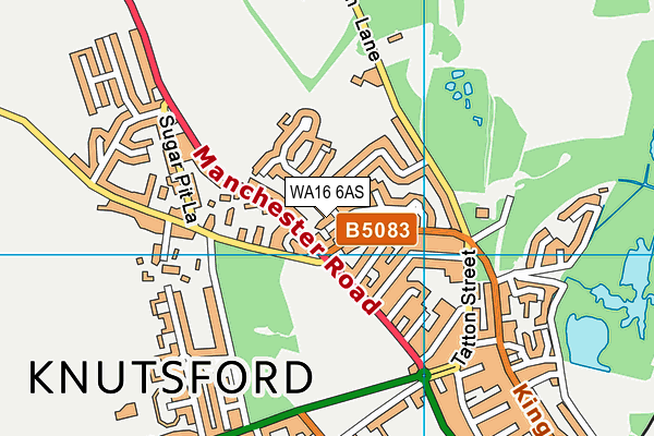 WA16 6AS map - OS VectorMap District (Ordnance Survey)