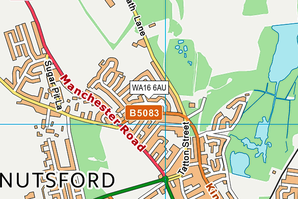 WA16 6AU map - OS VectorMap District (Ordnance Survey)