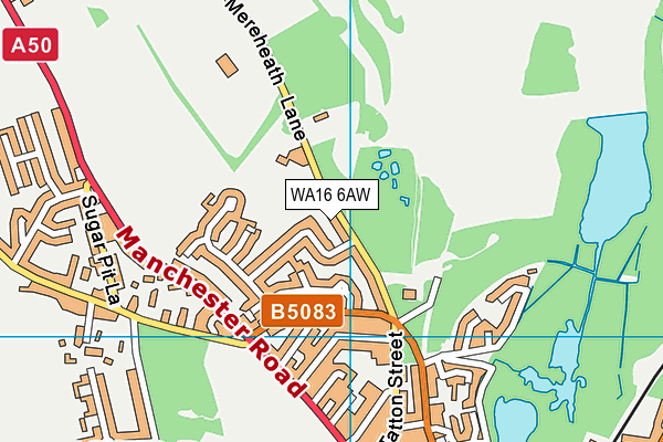 WA16 6AW map - OS VectorMap District (Ordnance Survey)