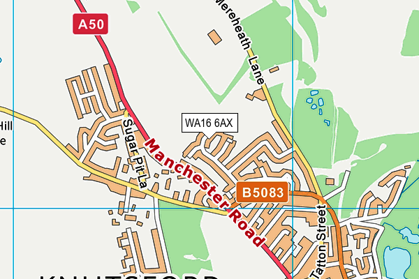 WA16 6AX map - OS VectorMap District (Ordnance Survey)