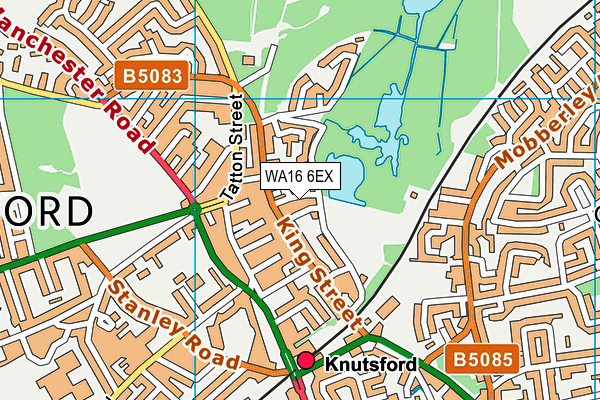 WA16 6EX map - OS VectorMap District (Ordnance Survey)