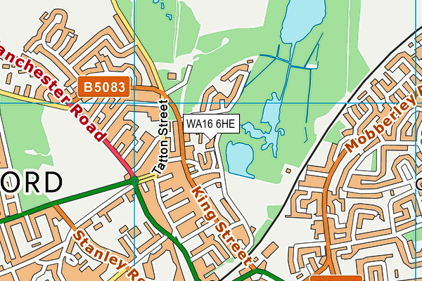WA16 6HE map - OS VectorMap District (Ordnance Survey)