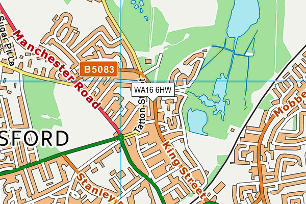 WA16 6HW map - OS VectorMap District (Ordnance Survey)