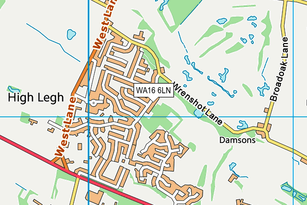 WA16 6LN map - OS VectorMap District (Ordnance Survey)
