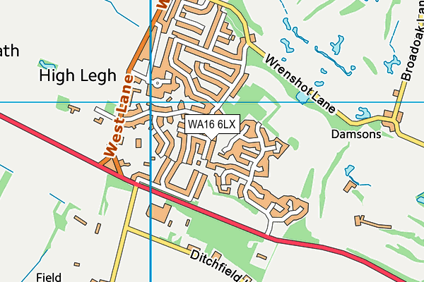 WA16 6LX map - OS VectorMap District (Ordnance Survey)