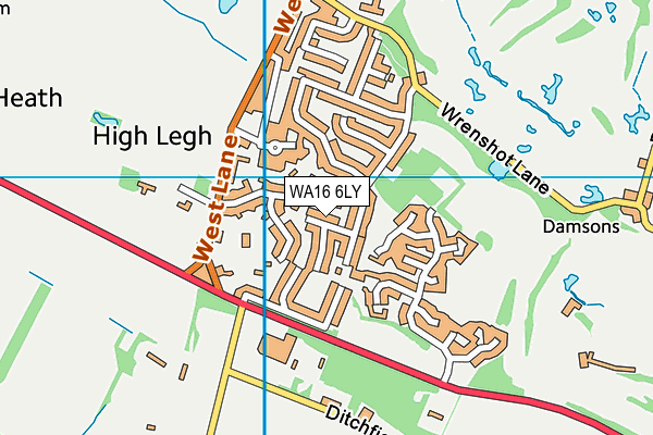 WA16 6LY map - OS VectorMap District (Ordnance Survey)