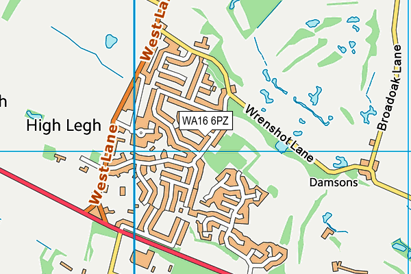 WA16 6PZ map - OS VectorMap District (Ordnance Survey)