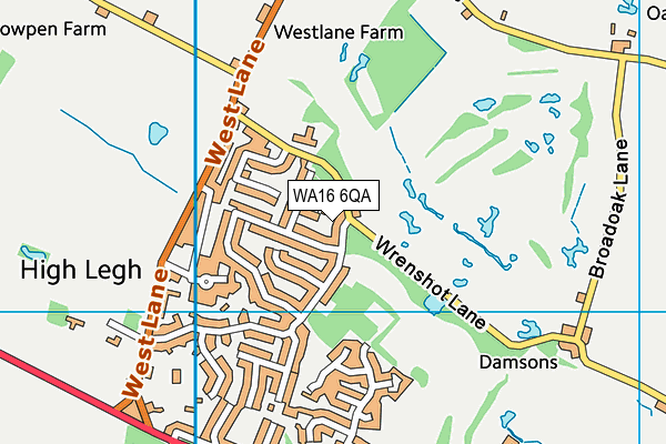 WA16 6QA map - OS VectorMap District (Ordnance Survey)