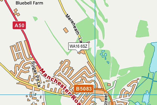 Knutsford Sports Club map (WA16 6SZ) - OS VectorMap District (Ordnance Survey)