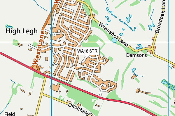 WA16 6TR map - OS VectorMap District (Ordnance Survey)