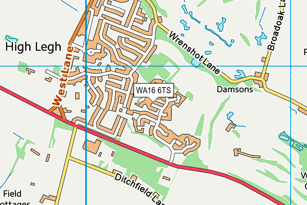 WA16 6TS map - OS VectorMap District (Ordnance Survey)