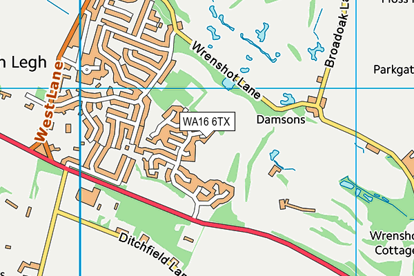 WA16 6TX map - OS VectorMap District (Ordnance Survey)