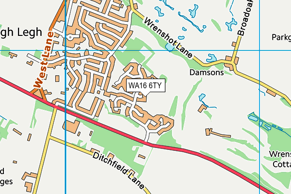 WA16 6TY map - OS VectorMap District (Ordnance Survey)