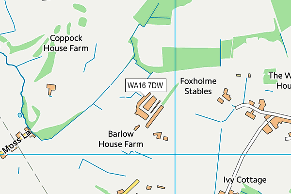 WA16 7DW map - OS VectorMap District (Ordnance Survey)