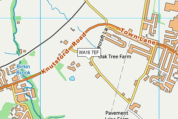 WA16 7EF map - OS VectorMap District (Ordnance Survey)