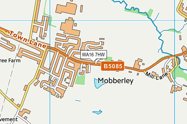 WA16 7HW map - OS VectorMap District (Ordnance Survey)