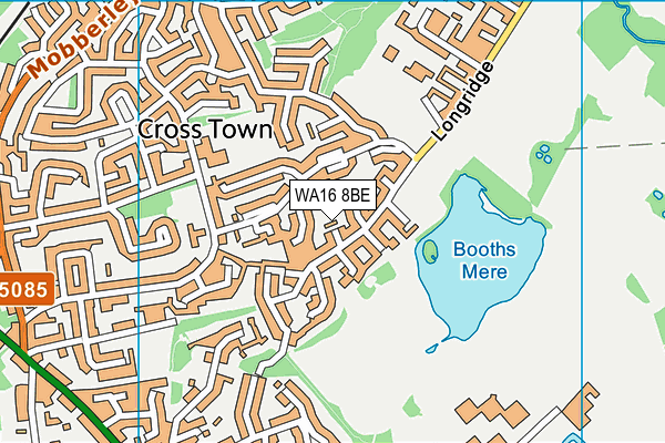 WA16 8BE map - OS VectorMap District (Ordnance Survey)