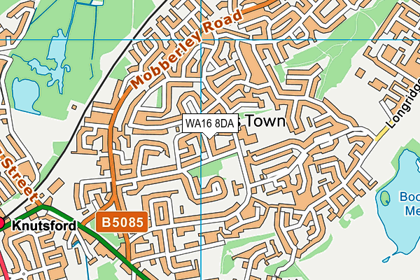 WA16 8DA map - OS VectorMap District (Ordnance Survey)