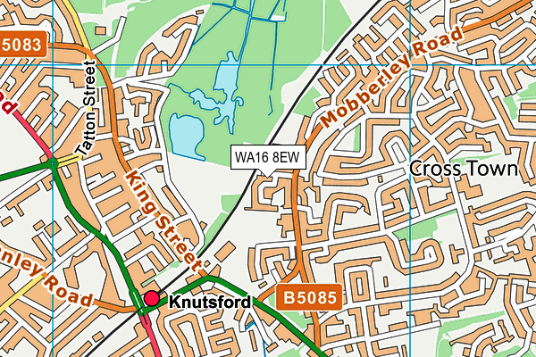 WA16 8EW map - OS VectorMap District (Ordnance Survey)