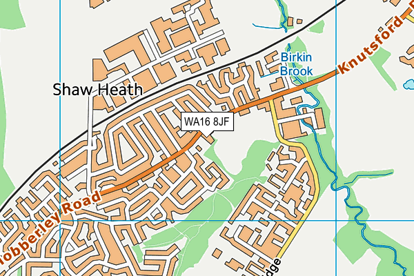 WA16 8JF map - OS VectorMap District (Ordnance Survey)